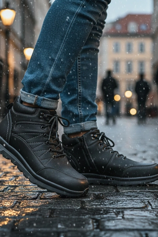 Juodi vyriški traperiai šiltinti...