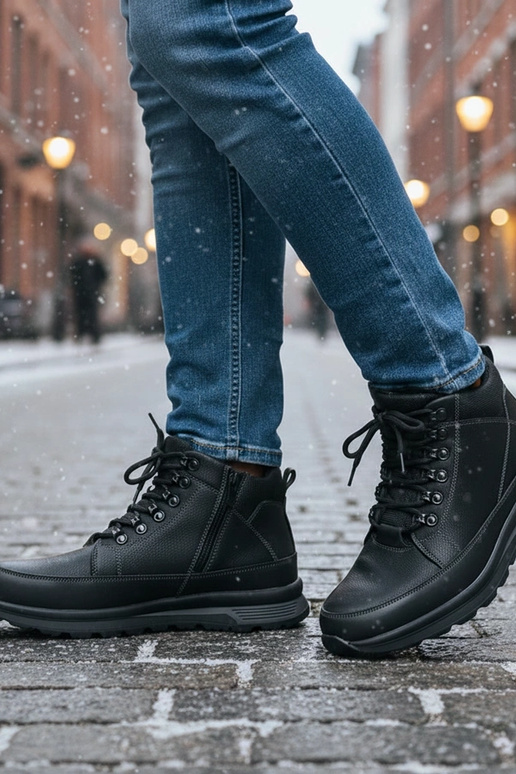 Juodi vyriški traperiai šiltinti...