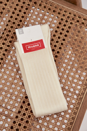 Ilgos merino vilnos kojinės dramblio kaulo spalvos 2