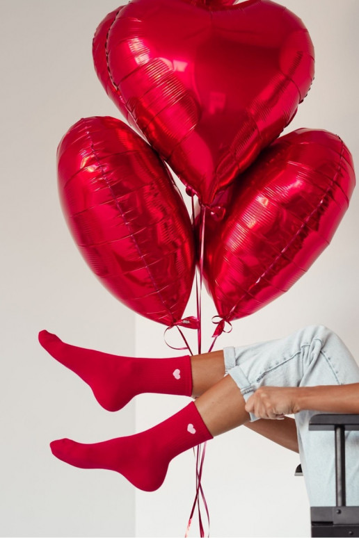 Kojinės Moteriškas Drobne Serduszko raudonos spalvos