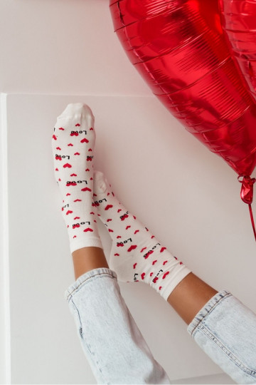 Kojinės Moteriškas Love dramblio kaulo spalvos