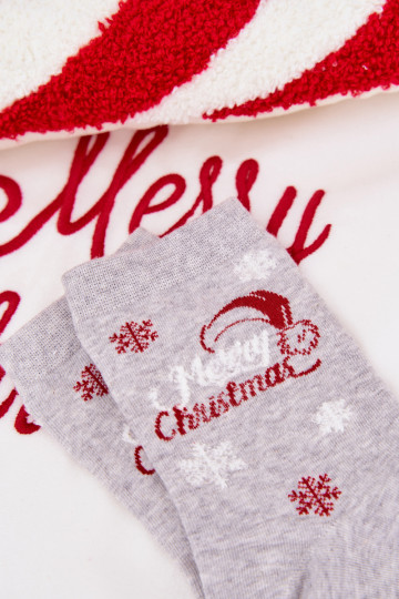 Kojinės Moteriškas Christmas Snaigės su užrašu pilkos spalvos