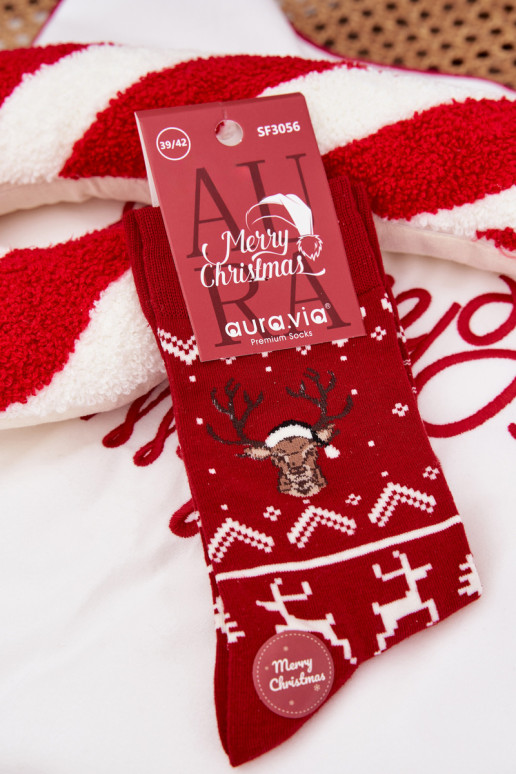 Skarpety Vyriški Christmas Šiaurės elniai raudonos spalvos