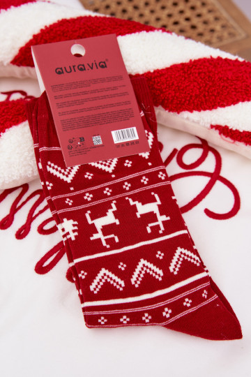 Vyriškos kalėdinės kojinės šiaurės elniai raudonos spalvos 2
