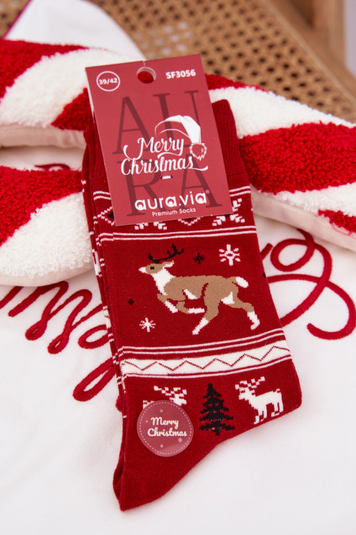 Skarpety Vyriški Christmas Biegnący Šiaurės elniai raudonos spalvos