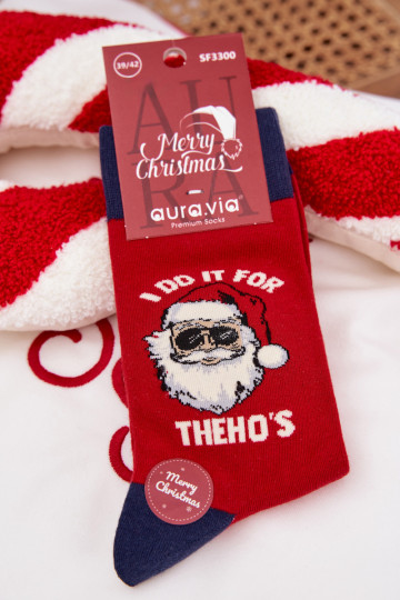 Skarpety Vyriški Christmas Santa Claus IN Okularach raudonos-tamsiai mėlynos spalvos