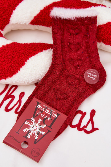 Vaikiški Christmas Kojinės Širdelės INełna Alpaka raudonos spalvos 2