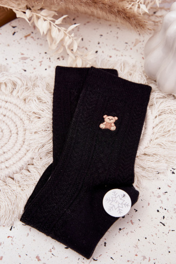 šilti Kojinės Moteriškas Su Vilna Meškiukai juodos spalvos