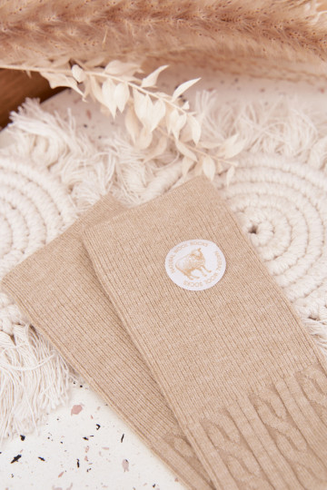 Długie INełniane Kojinės Moteriškas smėlio spalvos