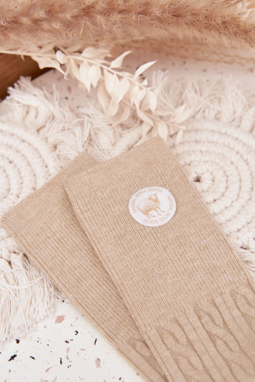 Długie INełniane Kojinės Moteriškas smėlio spalvos