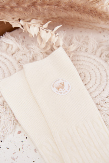 Długie INełniane Kojinės Moteriškas dramblio kaulo spalvos