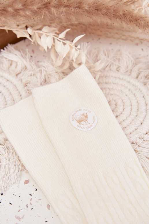 Długie INełniane Kojinės Moteriškas dramblio kaulo spalvos