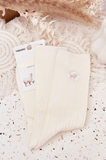 Długie INełniane Kojinės Moteriškas dramblio kaulo spalvos 2