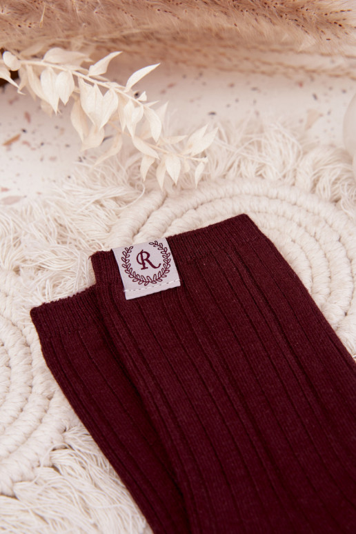 Medvilninės kojinės su dryžiais Moteriškas bordo spalvos