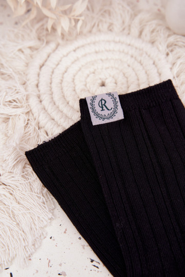 Medvilninės kojinės su dryžiais Moteriškas juodos spalvos