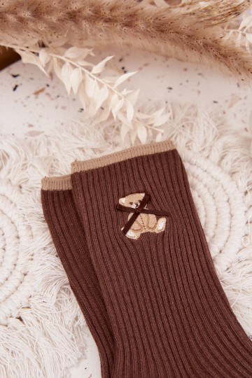 Medvilninės kojinės su dryžiais Su Meškiuku CzekoladoĮe