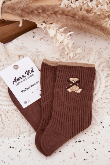 Medvilninės kojinės su dryžiais Su Meškiuku CzekoladoĮe 2