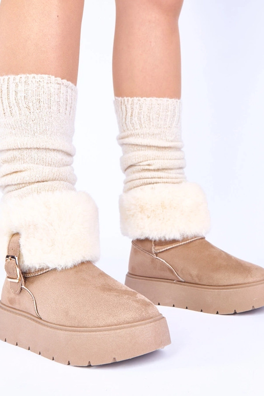 Tamsiai smėliniai sniego batai su...