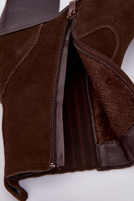 Zomšiniai batai kaubojiško stiliaus Moteriškas su kulniukais pašiltinti CzekoladoĮe Dylira