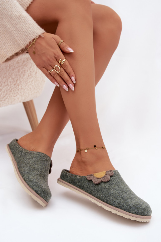 Šlepetės Moteriškas Su gėle Inblu CS000043 žalios spalvos