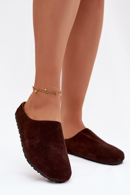 Šlepetės Moteriškassuiš eko zomšosu CzekoladoĮe Kalvess