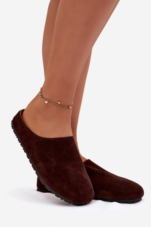 Šlepetės Moteriškassuiš eko zomšosu CzekoladoĮe Kalvess