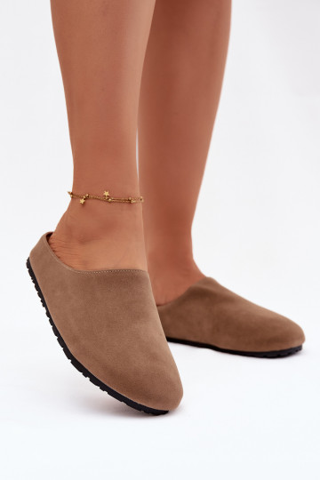 Šlepetės Moteriškassuiš eko zomšosu chaki spalvos Kalvess 2