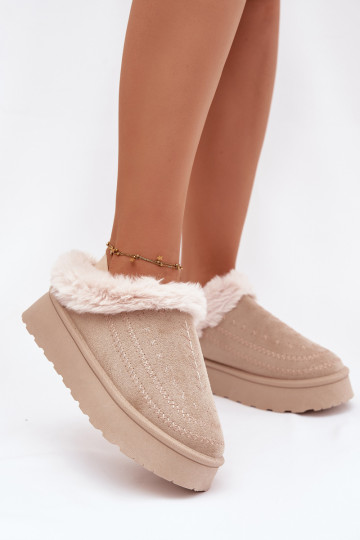 sniego batai Moteriškas su platforma su kailiuku I Przeszyciami dramblio kaulo spalvos Arelina 2