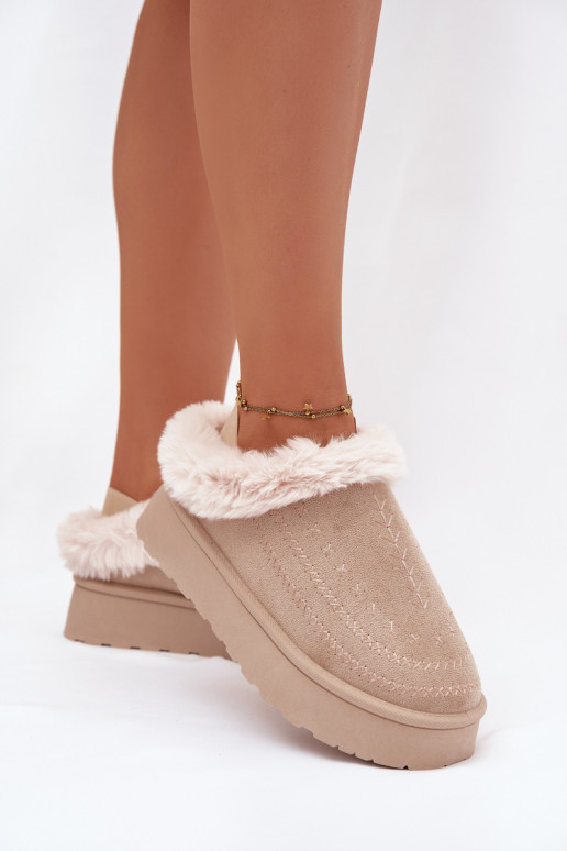 sniego batai Moteriškas su platforma su kailiuku I Przeszyciami dramblio kaulo spalvos Arelina