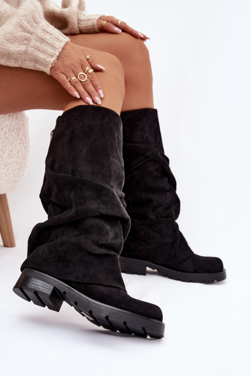 Šilti ilgaauliai batai Įsispiriamo modelio Su riesta viršutine dalimi juodos spalvos Ilvessa