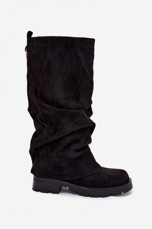 Šilti ilgaauliai batai Įsispiriamo modelio Su riesta viršutine dalimi juodos spalvos Ilvessa