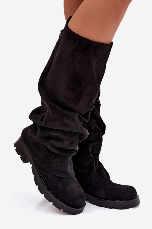 Šilti ilgaauliai batai Įsispiriamo modelio Su riesta viršutine dalimi juodos spalvos Ilvessa