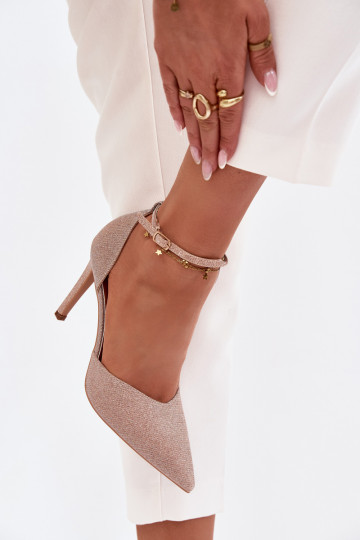 Blizgantys aukštakulniai bateliai su dirželiais Szampańskie Joranne 2