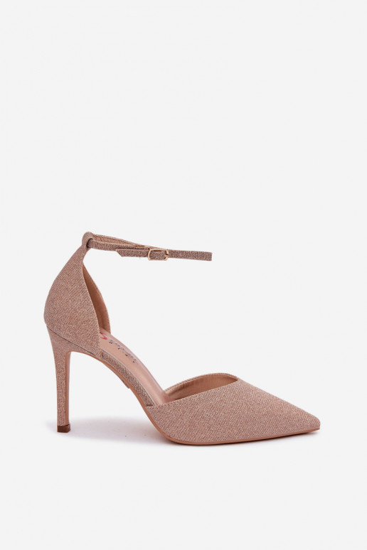 Blizgantys aukštakulniai bateliai su dirželiais Szampańskie Joranne