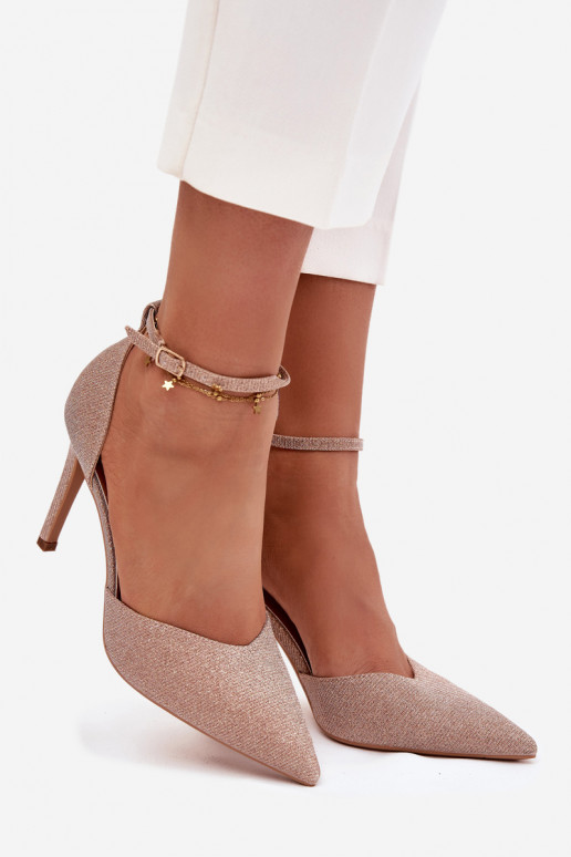 Blizgantys aukštakulniai bateliai su dirželiais Szampańskie Joranne