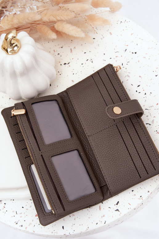 Moteriška piniginė iš eko odos didelė pilkos spalvos Gilessa