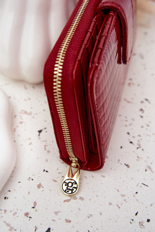 lakuota Moteriška piniginė su įspaudu I aukso spalvosm Detalem raudonos spalvos Evlinne