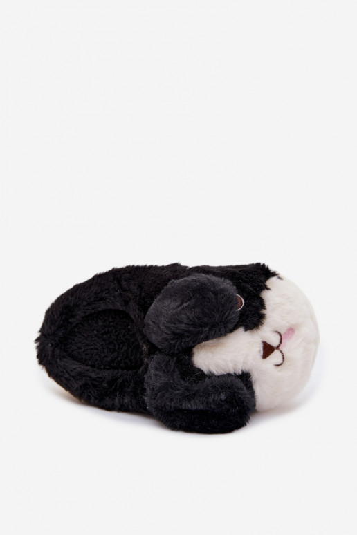 Vaikiški su kailiuku Šlepetės Šuniukai juodos spalvos Farnise