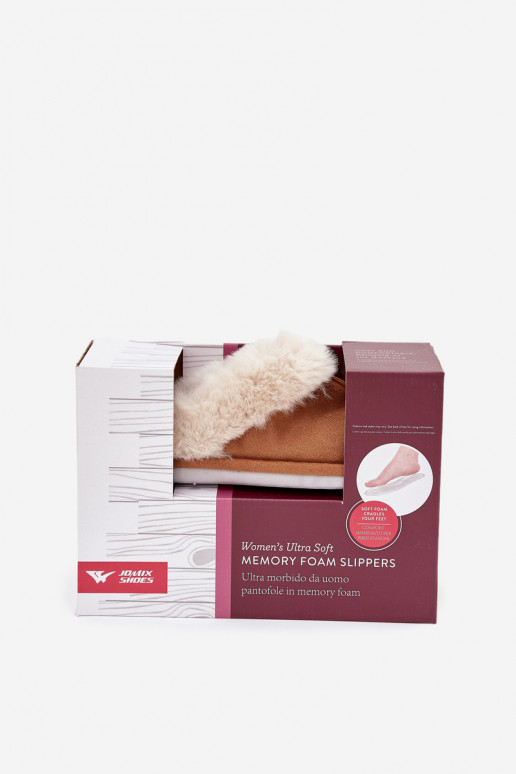 Moteriškos šlepetės su kailiuku, rudos spalvos „Delissa"