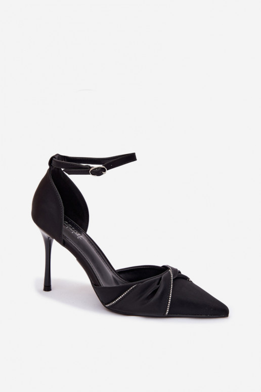 Aukštakulniai bateliai su tviskančiomis akutėmis, juodos spalvos Katlina