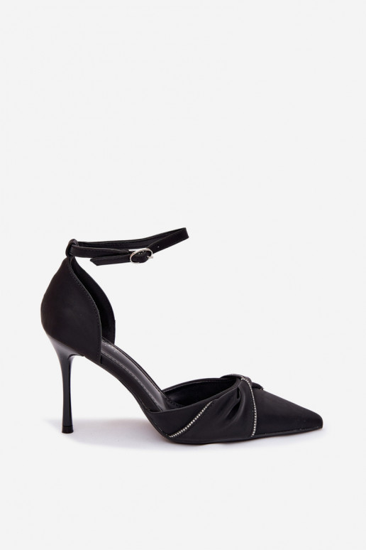 Aukštakulniai bateliai su tviskančiomis akutėmis, juodos spalvos Katlina