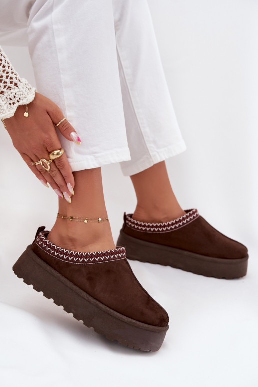 Žemas sniego batai MoteriškassuHaftem su platforma CzekoladoĮe Įjungtarirya