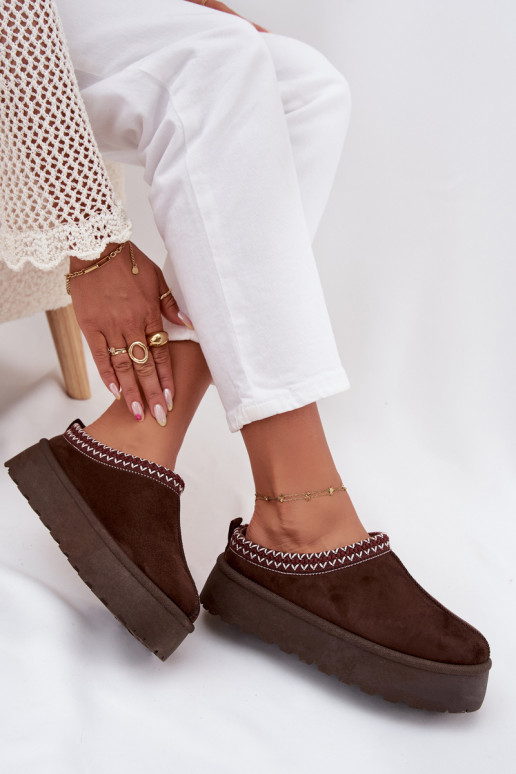 Žemas sniego batai MoteriškassuHaftem su platforma CzekoladoĮe Įjungtarirya