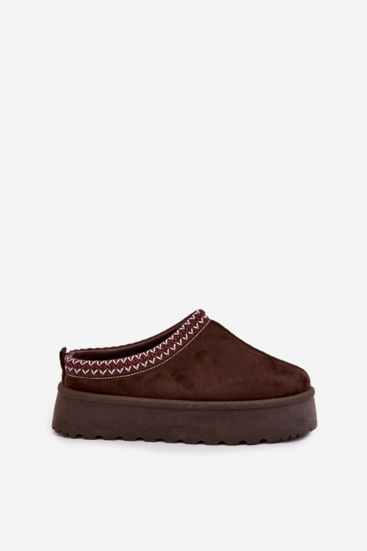 Žemas sniego batai MoteriškassuHaftem su platforma CzekoladoĮe Įjungtarirya