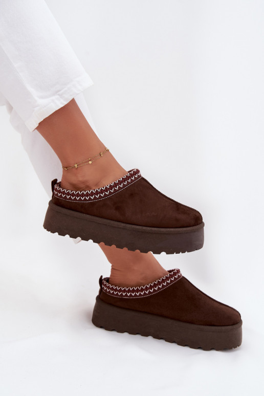 Žemas sniego batai MoteriškassuHaftem su platforma CzekoladoĮe Įjungtarirya