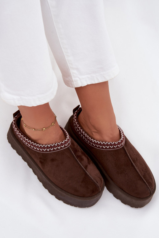 Žemas sniego batai MoteriškassuHaftem su platforma CzekoladoĮe Įjungtarirya