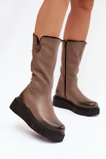 Zazoo 70121 Oda Moteriškas ilgaauliai batai Su Vilna smėlio spalvos