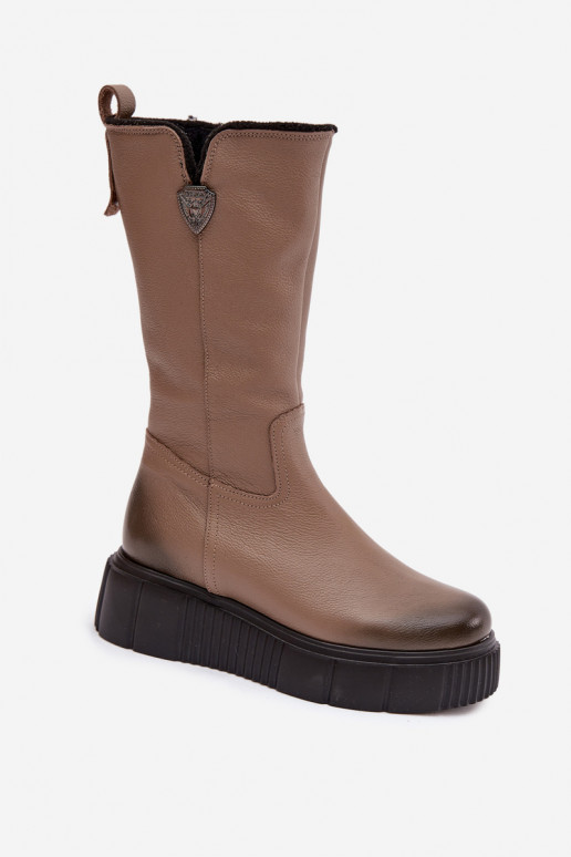 Zazoo 70121 Oda Moteriškas ilgaauliai batai Su Vilna smėlio spalvos