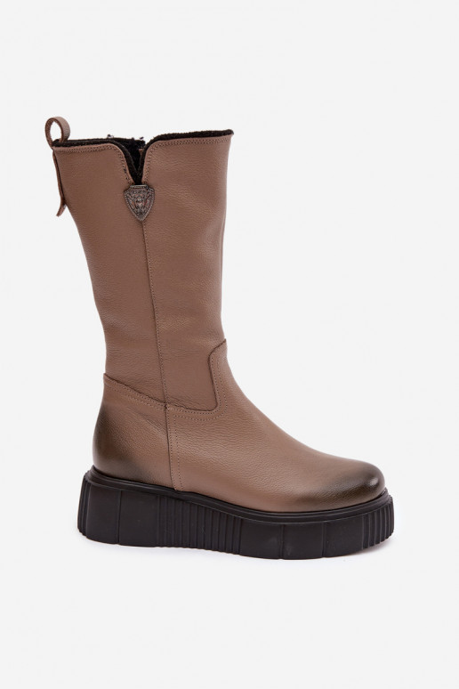 Zazoo 70121 Oda Moteriškas ilgaauliai batai Su Vilna smėlio spalvos