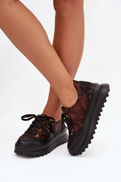 Oda Sneakers modelio batai Moteriškas su platforma Tai turiciejka 06562-25 CzekoladoĮe